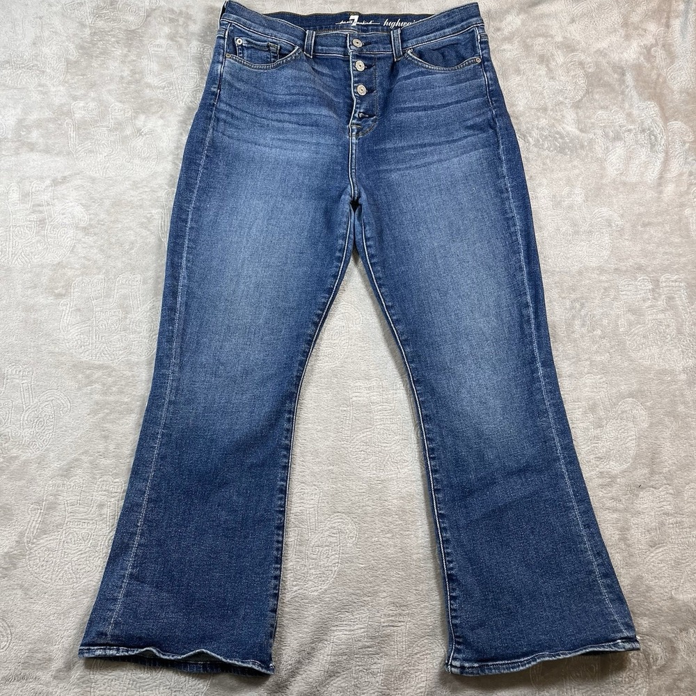 7 for all Mankind Bootcut Jeans Womens 31 Blue Denim Slim Button Fly 7U412C44
